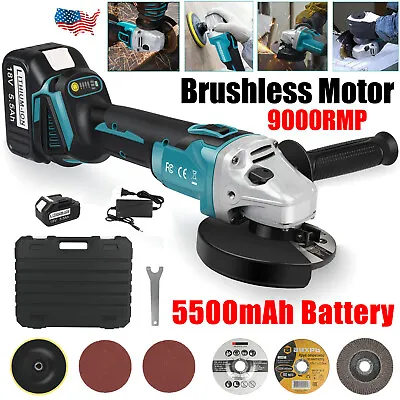 Angle Grinder Brushless Cordless Electric Cut‑Off 18V 5.5Ah Battery For Makita  • $58.99