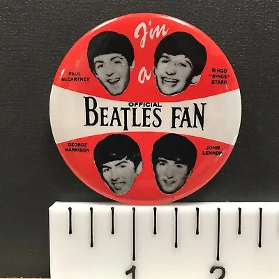 Official Beatles Fan 2.25  Vintage Music Novelty Pin-Back Button • $9.99