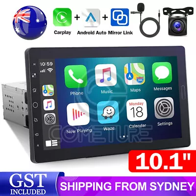 10.1  Single 1DIN Car Stereo Radio Apple CarPlay Android Auto Blutooth Head Unit • $132.95