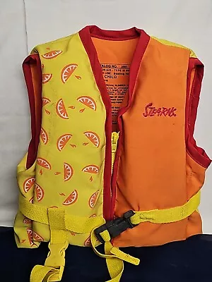 Vintage STEARNS Child's Life Vest Buoyant Vest Classic Orange Yellow Retro USA • $17.50