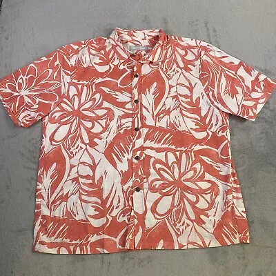 Jams World Hawaiian Aloha Button Up Peach Floral Flower Shirt Men Size 2XL • $49.99