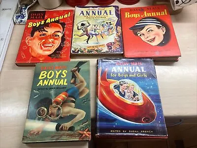 5x 1950s DAILY MAIL  ANNUAL FOR BOYS (AND GIRLS) UNCLIPPED • £10