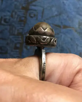 (B) Vintage Cool Silver Afghani Ring Agate  • $65