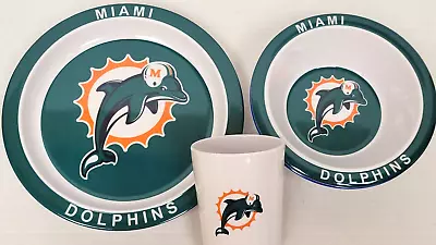 NFL Miami Dolphins 3pc Kids Dinner Set - Plate Cup & Bowl New • $11.99