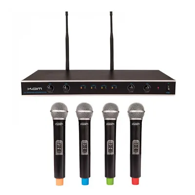 Kam Quartet ECO Wireless Microphone System 4 Handheld Mics Karaoke DJ • £259.50