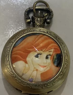 $28 • Buy Disney Little Mermaid Small Brass Pocket Watch  Ariel New Battery