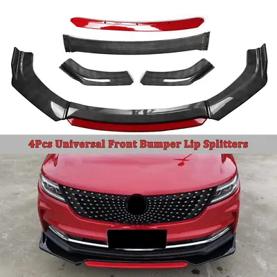 $53.99 • Buy Carbon Fiber Universal Car Front Chin Bumper Lip Spoiler Splitter Scratch Guard