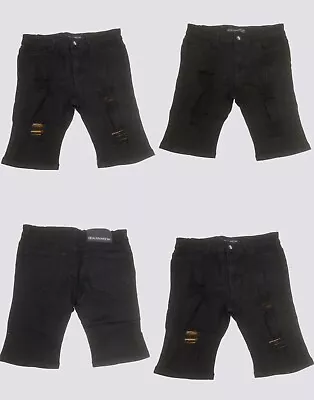 £8.99 • Buy Denim Mens Shorts Stretch Skinny Fit Distressed Ripped Half Jeans Pants 30”waist