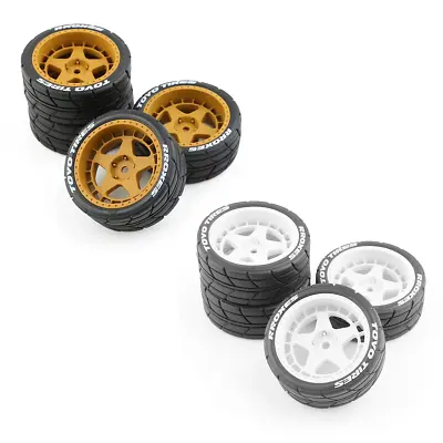 4x 1/10 Scale RC On Road Tires And Wheels 12mm Hex For Tamiya KYOSHO Drift Car • £20.39