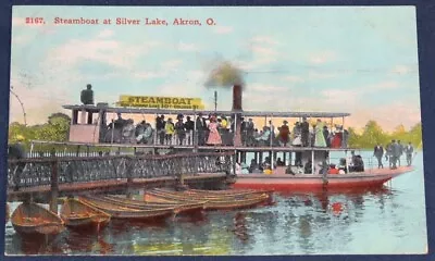 Steamboat At Silver Lake Akron OH Postcard 1910 • $5