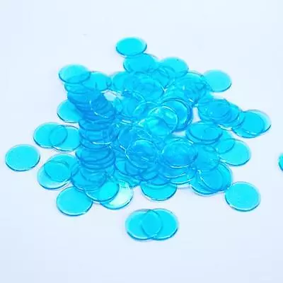 Plastic Non Magnetic Bingo Chips 7/8  Size Bags Of 100 Color Light Blue • $5.99