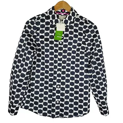 NEW Kate Spade Button Up Shirt Size 0 Black White Long Sleeve Cotton Top $228 • $116.26