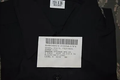 *shirt Mens Poly/wool Black Military Navy Size 15 1/2 X 36 • $19.95