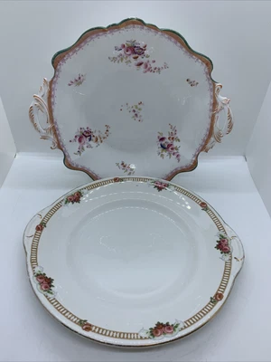 £6.50 • Buy Vintage Solian Ware SoHo Pottery Floral Cake Plate & Unmarked Floral Cake Stand
