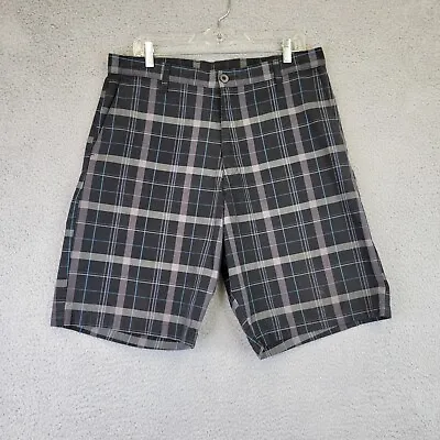 Burnside Plaid Shorts Men’s 34 Black Blue Bermuda Plaid Chino Casual Golf Skater • $12.21