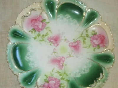 New Habsburg Austria CABINET PLATE Roses Reticulated Handles 11  • $19.99