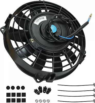 7 Inch Slim Fan Push Pull Electric Radiator Cooling Fan Black 12V 800 CFM Mount • $29.83