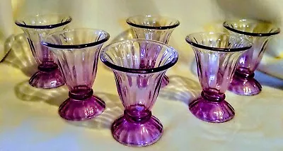 $29.99 • Buy Set Of 6 Vintage Libbey Purple  Iridescent Parfait Ice Cream Sundae Glasses