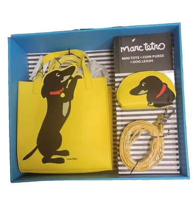 Marc Tetro  Mini Tote Coin Purse And Dog Leash Yellow Dachshund NWT • £55.93