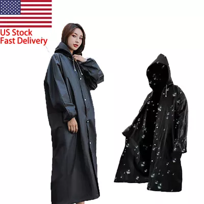 Women Men Adults Waterproof Jacket Raincoat Rain Coat Hooded Poncho Rainwear NEW • $5.69