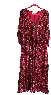 Vicky Tiel Womens Dress Size 2X Floral V Neck Maxi Tiered Layered Chiffon 669 • $16