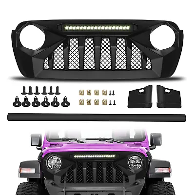 Grill W/LED Lamps For 2018-2023 Jeep Wrangler JL JT Black Front Bumper Grille  • $150.98