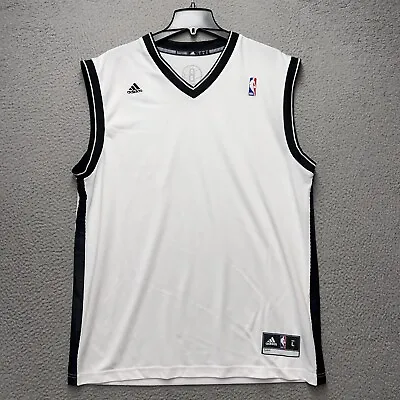 Brooklyn Nets Jersey  Mens Large White Adidas Sleeveless Pullover Tank Top Shirt • $22.95