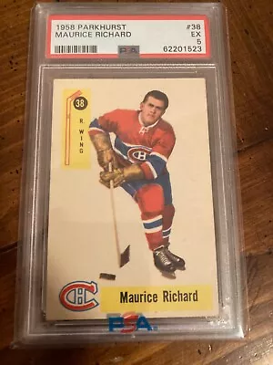 1958 Parkhurst # 38 Maurice Richard PSA 5 Montreal Canadiens Famous No. 9 HOF • $841.34