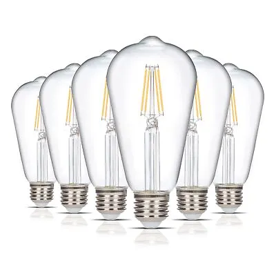 [6 Pack] LED Edison Filament ST21 6W 60W 120V Dimmable E26 2700K Warm White • $23.95