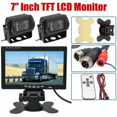 2x 4Pin Car Rear View Reversing Camera + 7  LCD Monitor For Car Truck Bus Van • £58.99