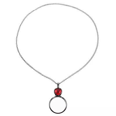  Monocle Decor Necklace Magnifying Glass Red Gift Small Print Magnifier Glasses • $6.64