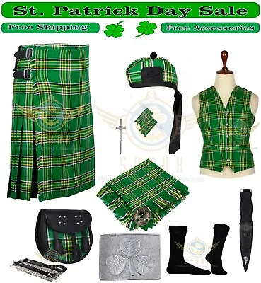 Irish Tartan 8 Yard Kilt Scotland Highlands Kilt Deal Set • $120