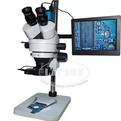 3.5-90X Trinocular Zoom Stereo Microscope +HDMI Eyepiece Camera +IPS LCD Monitor • $569