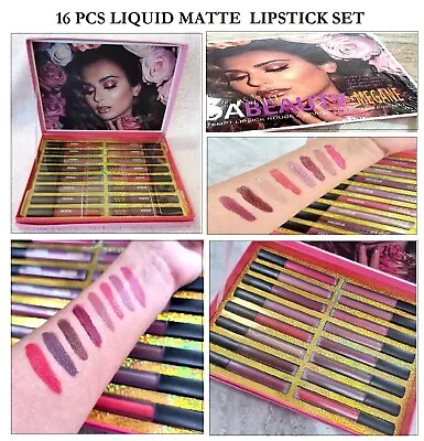 16 Pcs Liquid Lipstick Set Lip Matte Lip Gloss Bnib Make Up Palette Kit Glam Uk • £7.99