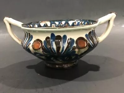 Herman Kahler Hak Danish Pottery Glazed Double Handled Bowl Glaze Chip To Rim • $45