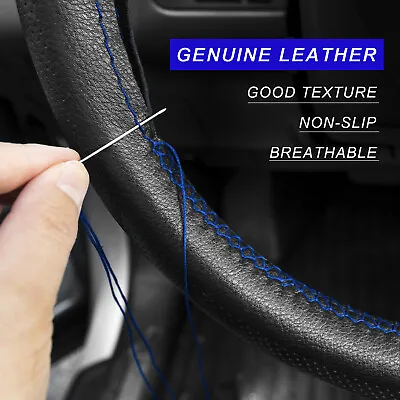 15  DIY Leather Car Steering Wheel Cover Needle Thread Anti-slip Black Universal • $10.44