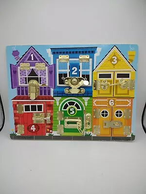 Melissa & Doug Wooden Latches Board Latch Locks Doors Windows Puzzle Game • $12.95