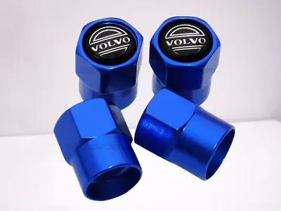 For Volvo Wheel Tire Valve Caps Stems Air Dust Caps Hexagon Shape Blue 4pcs • $26.99