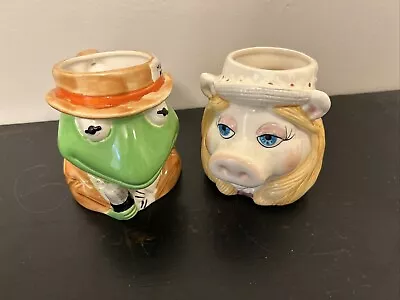 Vintage Kermit Frog & Miss Piggy Henson Sigma Ceramic Muppet Mugs Coffee Cups • $20