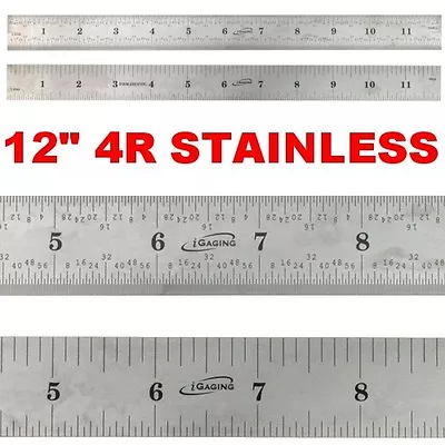 12  Ruler STAINLESS STEEL 4R Rule Scale Machinist Engineer 1/8 1/16 1/32 1/64 • $8.75