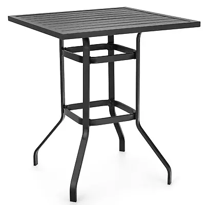 Patiojoy Patio 32” Square Bar Table Metal Cafe Bistro Table Garden Deck Black • $119.95