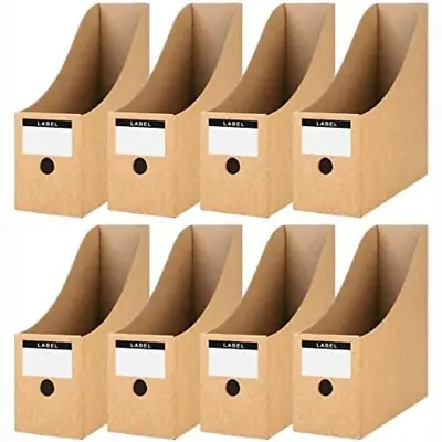 8 PCS Magazine File Holder Rack With Labels A4 File Organiser Document Holders • £17.95