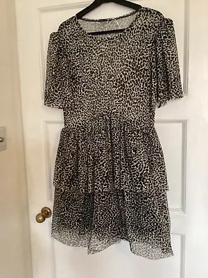 Zara .leopard Print Mesh Dress Size Uk 12 M. • £8.50
