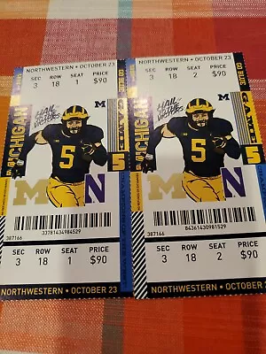 2021 Michigan Wolverines Vs Northwestern Ticket Stub • $10.99