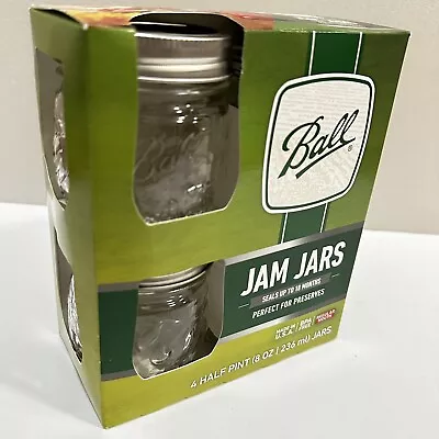 Ball Half Pint Jam Jars 4 Pack 8 Oz 8 Ounce Mason Canning Jars Brand New • $25.68