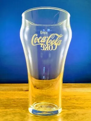 Coke Enjoy Coca-Cola Clear Drinking Glass White Letter Cup Vintage Bell 12 Oz • $9.99