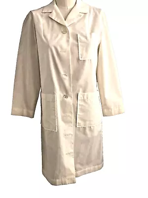 Vintage Doctor Lab Coat White Mother Of Pearl Buttons Full Length 37  Cotton? • $85.50