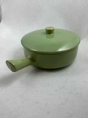 Vtg Ceramic Stoneware Pot W Lid & Handle Sage Green La Solana 7.5  W 2.5  Deep • $30.99