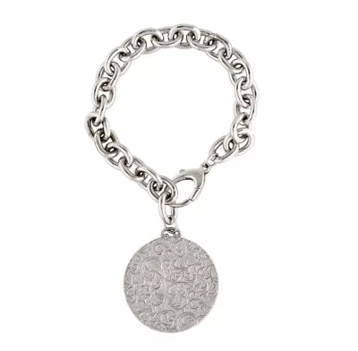 Monica Rich Kosann 1.3  Silver Round Locket On Heavy Gauge Charm Bracelet • $499.99