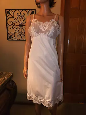 Vtg Van Raalte Pink Size A 34 Nylon Chiffon Lace Full Slip Drop Dead Gorgeous • $32